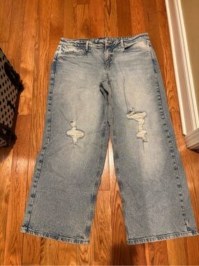 No Boundaries Light Blue Distressed Wide-Leg Jeans